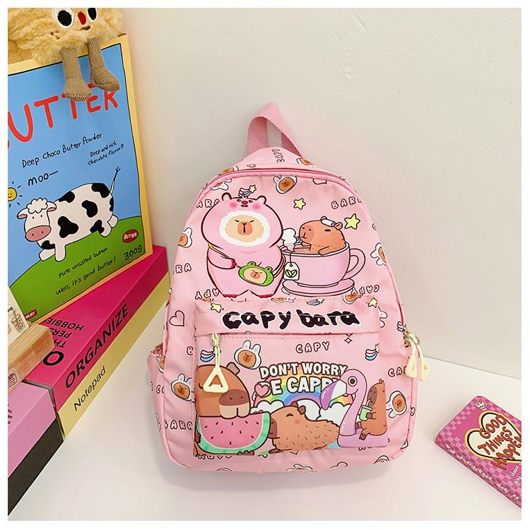 Stylish Capybara Cartoon School Bag For Kids With Comfortable Padded Straps