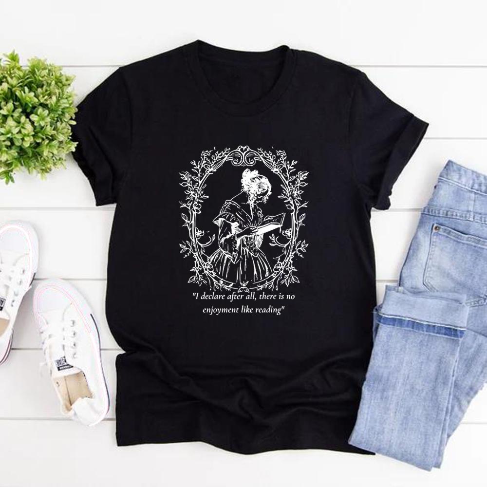 Pride and Prejudice T-Shirt Jane Austen Shirt Women T-shirts Short Sleeve Graphic Tees Vintage Women Clothes Bookish Gift