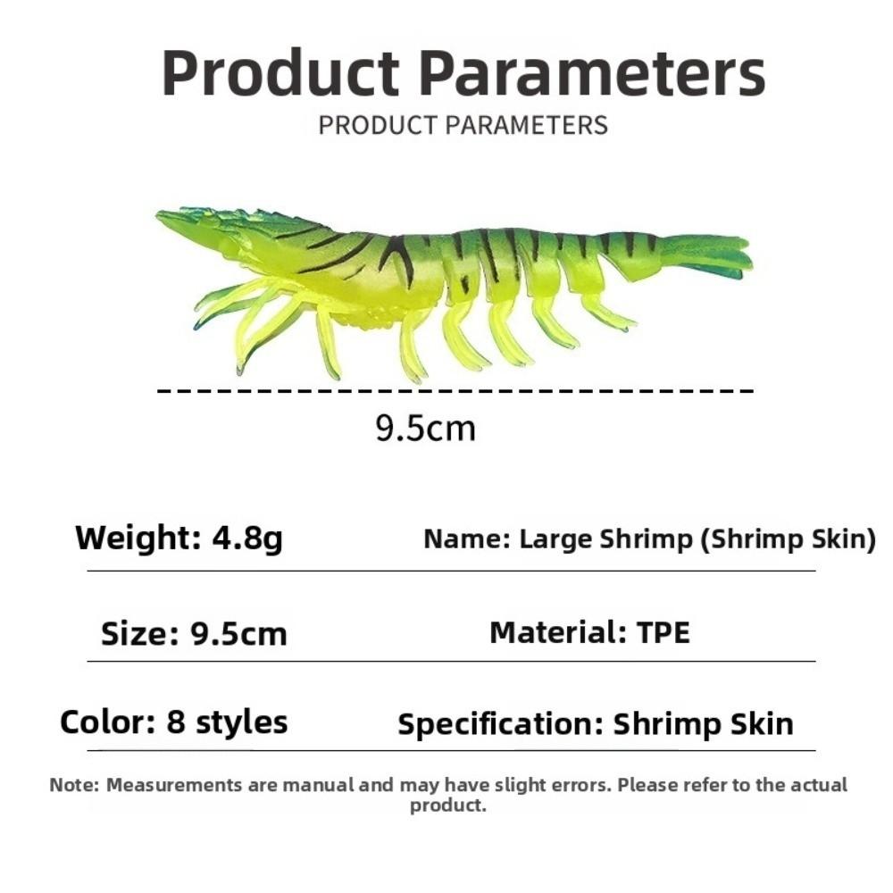 9.5cm 4.5g Soft Fishing Lure Hookless Prawn Fishing Bait Shrimp Fishing Lure  For Trout Fishing