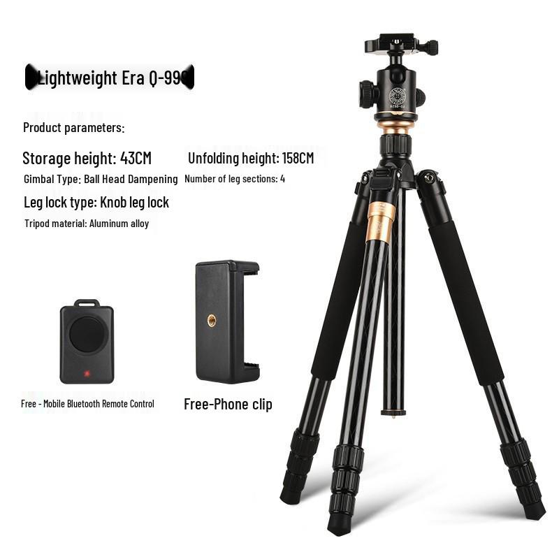 Lightweight Q999 Aluminum-Magnesium Alloy Folding DSLR Tripod - Portable & Stable for Shooting