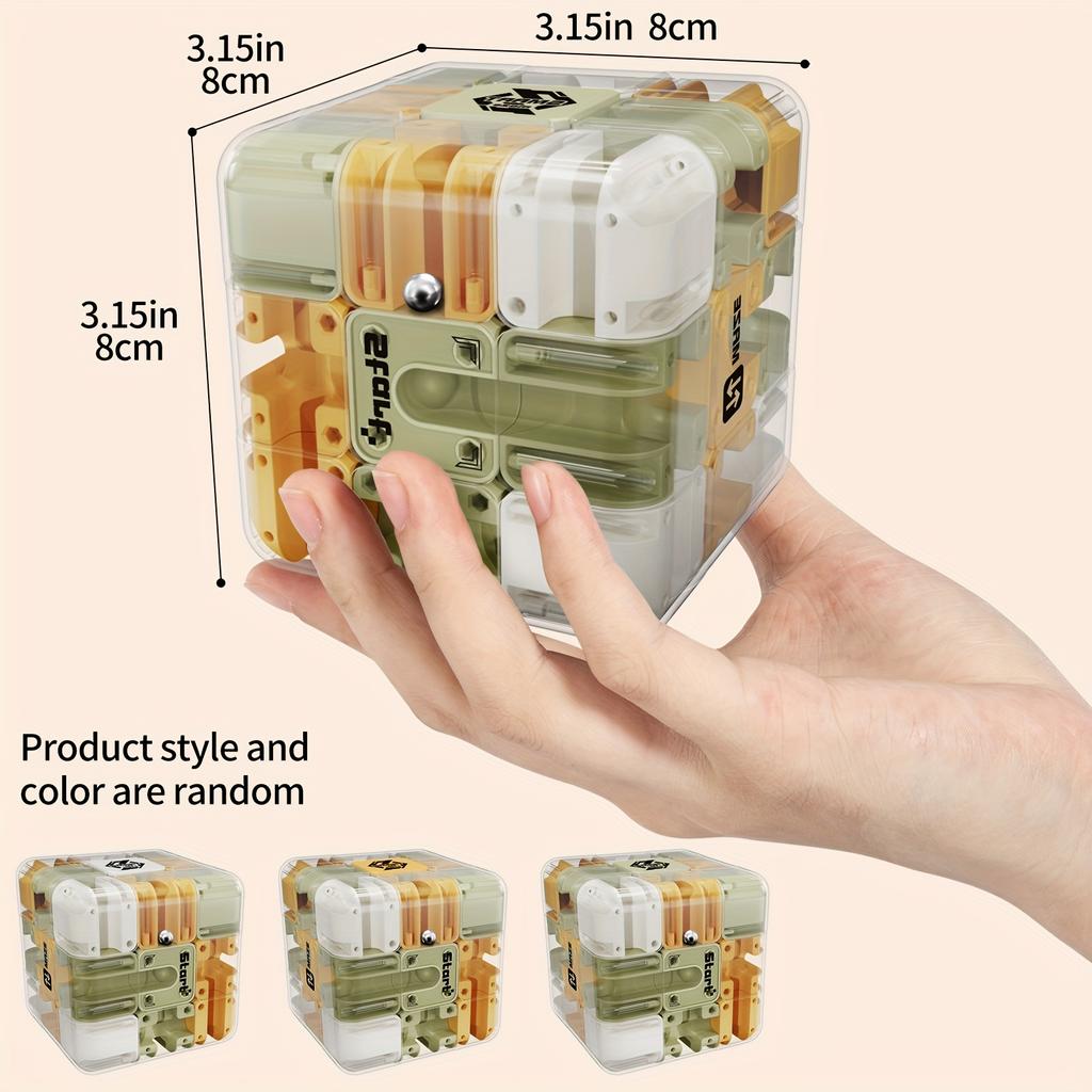 1 stk 3D Labyrint Puslespillkube Pedagogisk Leke For Barn Alder 3+ Tilfeldige Farger Bursdagsselskap Gave Hjernevrider Spill Puslespill Rubiks Kube
