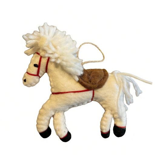 Vintage Handgjord Filt Häst Prydnad Kinesiska Nyåret Ull Djur Berlock för Träd Hem Bil Ryggsäck Dekor