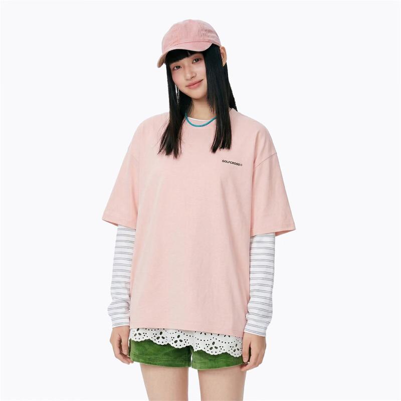 

GOLFCROSS Dopamine Series Couple Letter Print Loose T-Shirt S