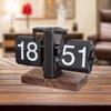 Flip Desk Clock Flip Down Clock Wood Base Creative Table Clock Mechanical Flip Clock for Cafe Home Office Living Room Bedroom