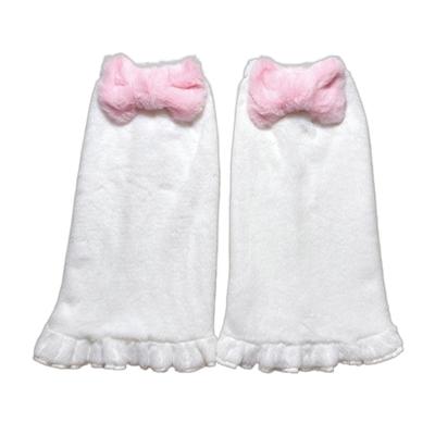 Long Foot Cover Leg Warmers Goth Anime Sweet Pink Bowknot Cosplay Ruffled Hem Plush Knee High Socks for Women Girls