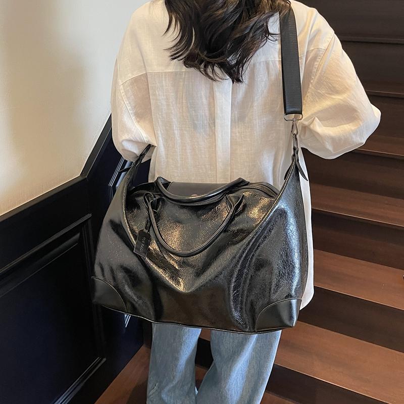 Women's Large Capacity PU Travel Bag Sports Fitness Storage Bag Tote Bag