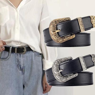 Damengürtel Vintage Geschnitzte Nadelschnalle Herrengürtel Punk Hip Hop Rock Style Jeansgürtel Y2K Gürtel PU-Ledergürtel Billiger Gürtel