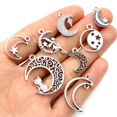 New Fashion Multi-styles Antique Silver Plated Moon Chrams Metal Alloy Pendant DIY Jewelry Making Finding Accessories
