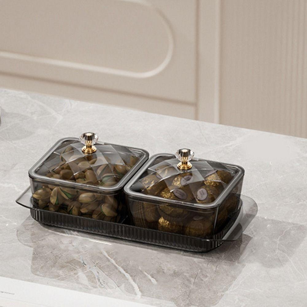 Dustproof Dried Fruit Tray Plastic Divided Serving Dishes Creative Snack Dessert Tray  Living Room