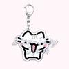 Kawaii Little Cat with Flower Keychains Strawberry Kitten Keyring for Accessories Bag Key Chain Ring Jewelry Fans Friends Gifts