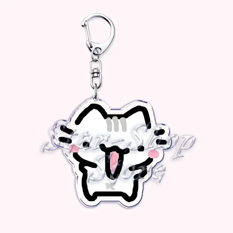 Kawaii Little Cat with Flower Keychains Strawberry Kitten Keyring for Accessories Bag Key Chain Ring Jewelry Fans Friends Gifts