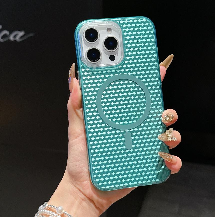 Kompatibel mit Apple 16 Pro Max & 15 Pro, 3D Wabenmuster TPU Magnetische Hülle, Stoßfeste Schutzhülle für iPhone 13