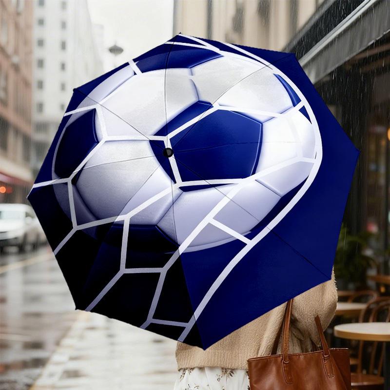 1pc Soccer Goal Pattern Umbrella Design Automatic Opening and Closing Umbrella, High-quality Travel Umbrella,  C1128217