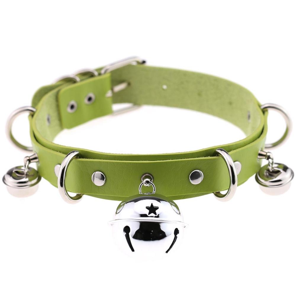 Trendy Punk Leren Choker Ketting Meerlaags Belletjes Metalen Choker Halsband Ketting Handgemaakt Boho Gothic Kostuum Sieraden beige