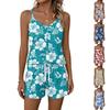 Women's Summer Casual Two Piece Set Floral Print Sleeveless Tank Top Square Neck Sporty Shorts with Pockets Lightweight Lounge Outfit