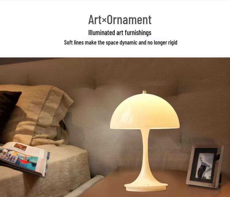 Slim Waist Mushroom Table Lamp: Dimmable, Eye-Protective Night Light for Bedroom and Living Room, European Style.