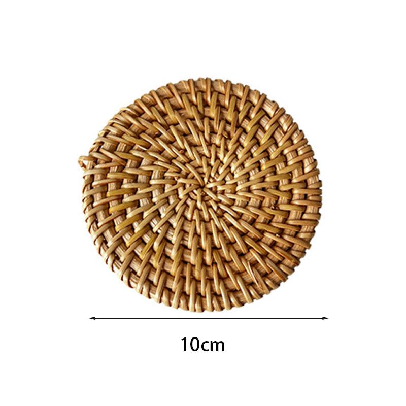 Rattan Hitzeschutzmatte Tischmatte Schüsselmatte Tellermatte Wärmeisolationsmatte Teekannenmatte Tassenmatte Untersetzer Gewebte Teezeremonie-Matte