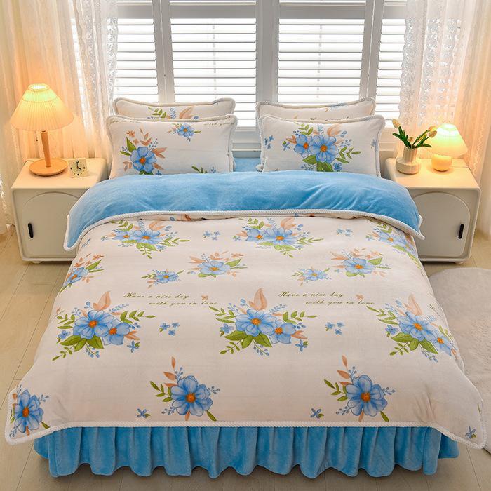 2025 Milch-Samt-Flanell 4-teiliges Set: Bettbezug aus Korallenfleece Klasse A