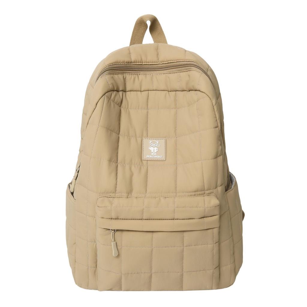 Schoolbag Korean Version Ins Simple Solid Color Backpack Bag Women's Large Capacity Versatile Square Student Schoolbag Fashion Casual Backpack