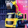 2 In 1 11CH Remote Control Car RC Trailer Flat Trucks Combination Truck Set with Excavator Engineer Vehicle 2.4G Christmas Gifts