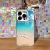 Blaues Meereswellen Handyhülle Für iPhone 16,15,14,13,12,11,Pro,XS,Max,Plus,Mini,SE4,E Weiß Matt Stoßfeste Hülle
