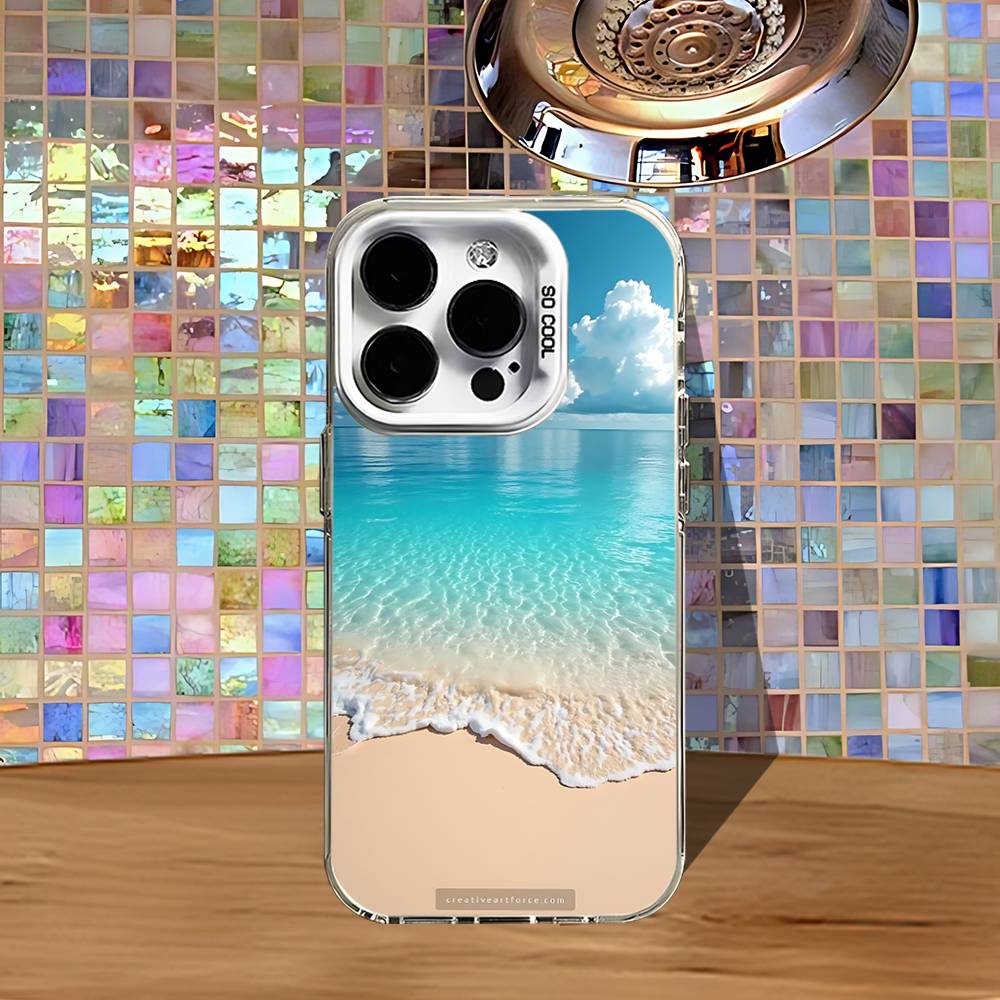 Blaues Meereswellen Handyhülle Für iPhone 16,15,14,13,12,11,Pro,XS,Max,Plus,Mini,SE4,E Weiß Matt Stoßfeste Hülle