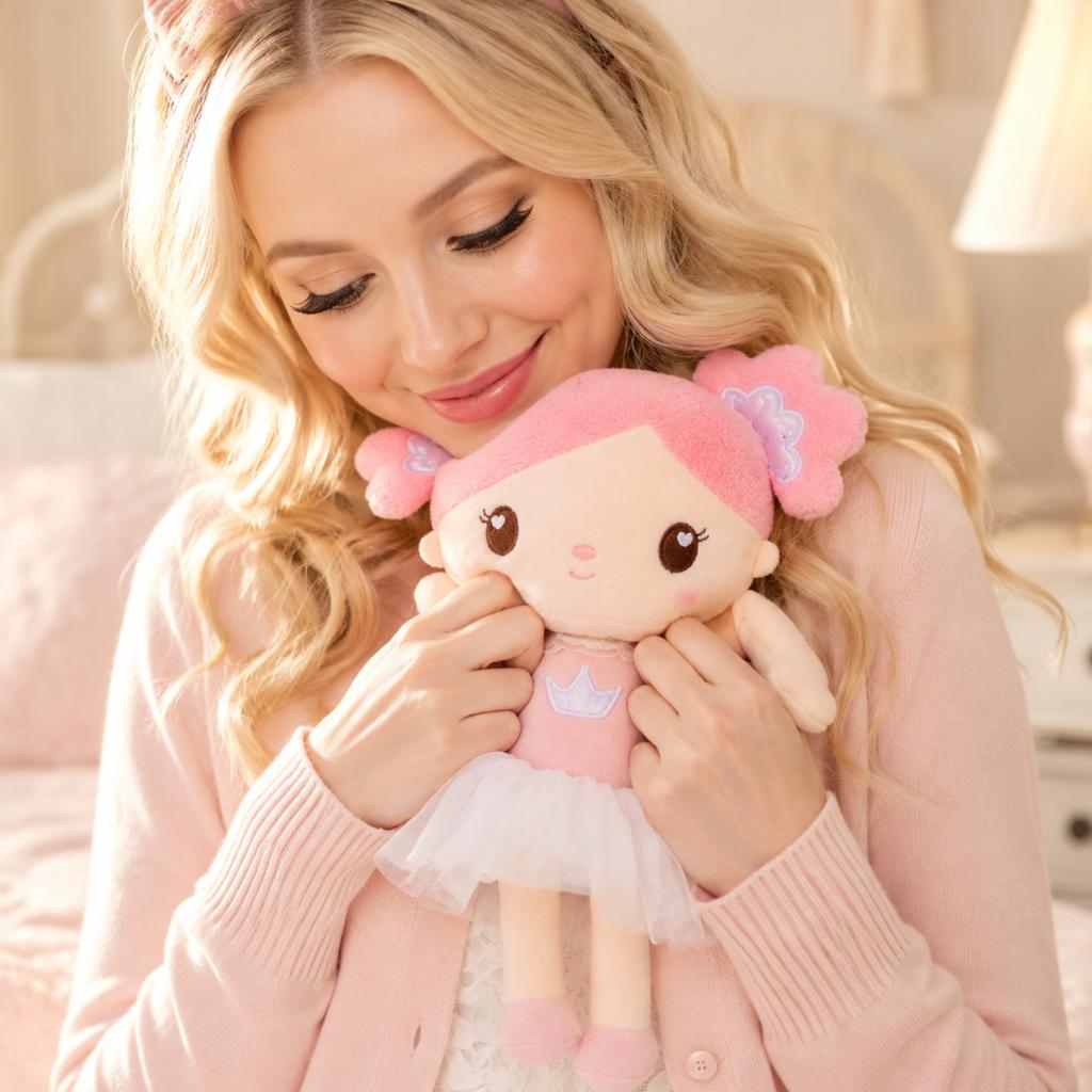 Soft Plush Doll Stuffed Toy with Tutu Skirt and Embroidered Details for Children and Collectors Suitable for Play and Display
