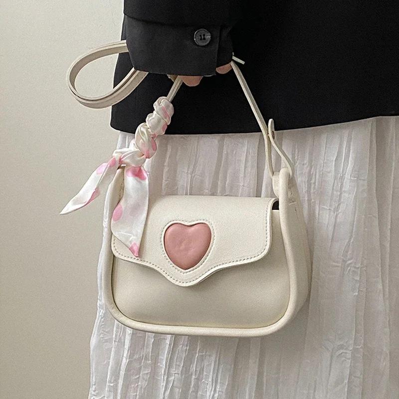 Fashion Bags Women Korean Style Cute Shoulder Bag New Ins Wind Hundred Shoulder Crossbody Bag   Splicing Love Armpit Bag