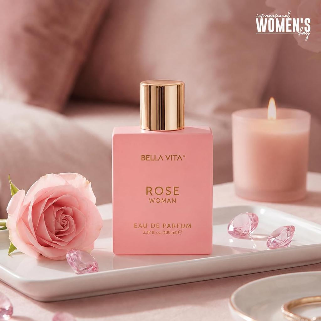 Bella Vita Luksusowy Różowy Zapach dla Kobiet Woda Perfumowana z Czarną Porzeczką, Wanilią, Jaśminem|Kwiatowo-Słodka EDP Długotrwały Zapach 100 ML