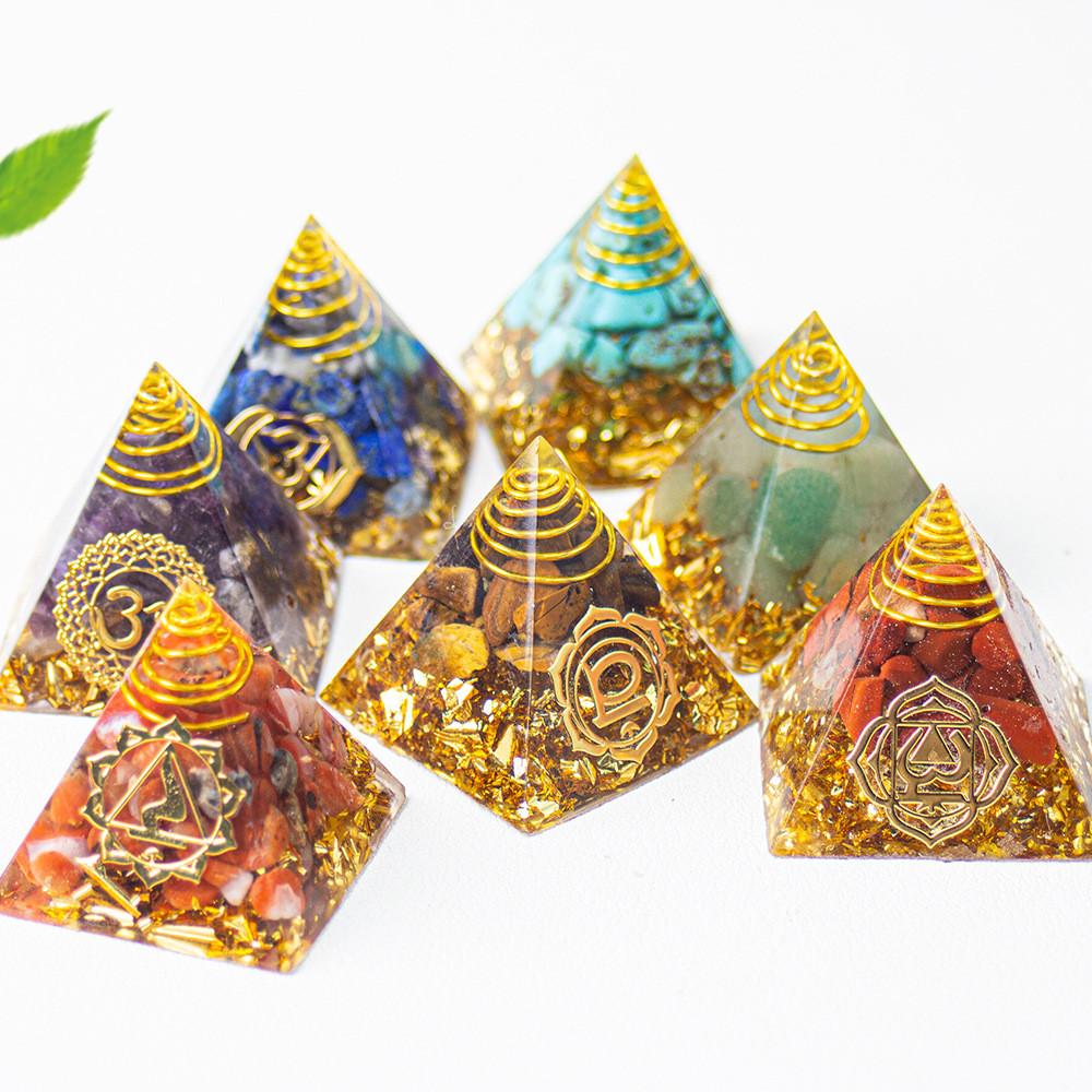 Natural Crystal Resin Pyramid Home Office Decor Gift For Mindfulness Enthusiasts