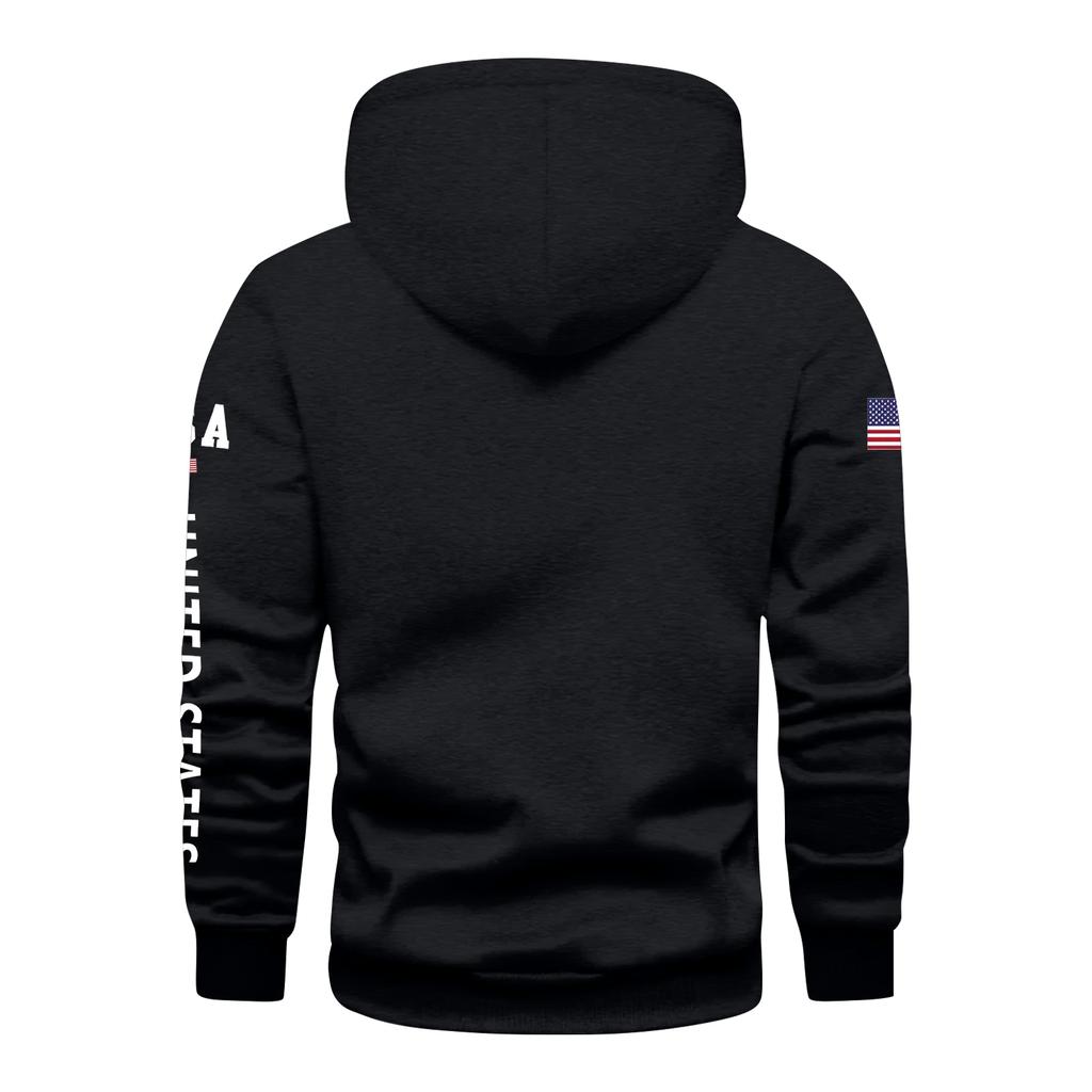 Men's Loose Flag Printed Hooded Sweatshirt Men's Casual Fashion Sports Sweatshirt