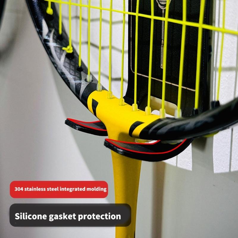 Badminton Racket Holder Stainless Steel Wall Hook Wall Mounted Racket Holder Tennis Racket Storage Rack Easy to Use