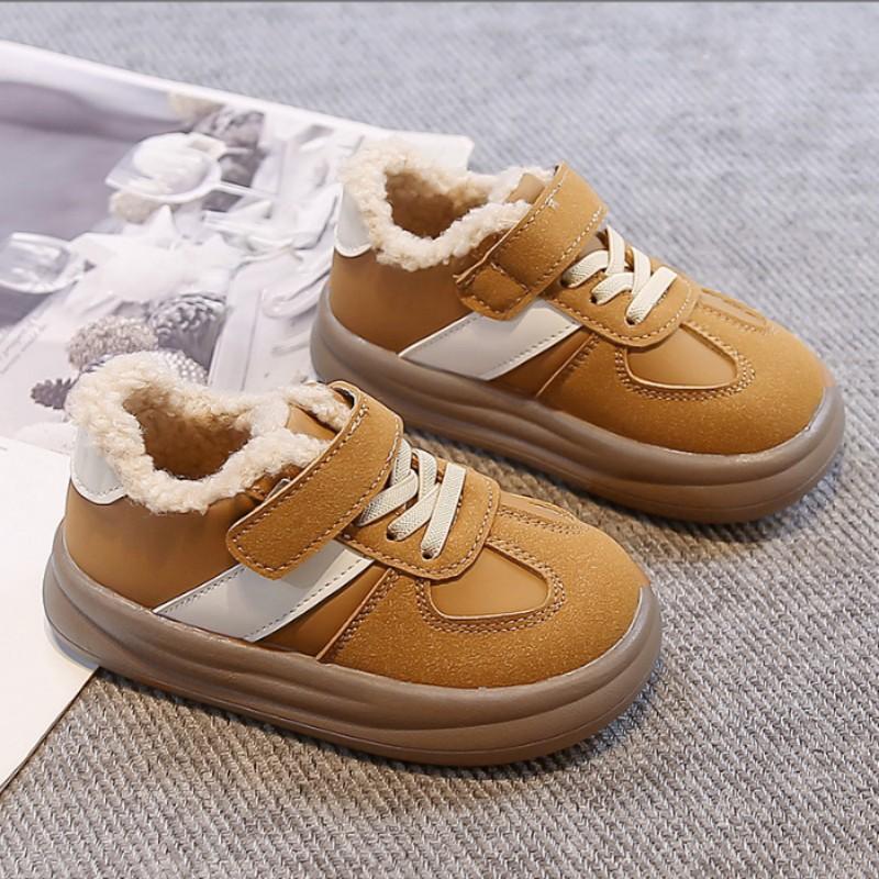 

New autumn winter Kids sports shoes with plush insulation both boys girls casual shoes babies fashionable cotton board shoes 23