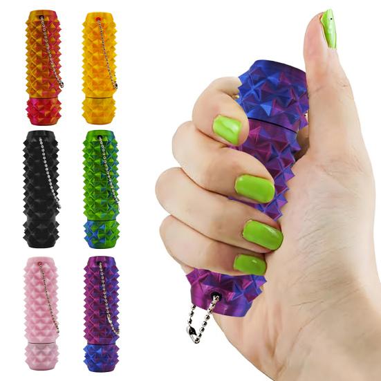 Spiky Grippie Stim Fidget Toy Rotatable Top Stress Relief Teens Adults 3D Printed Pain Stimming Tool Portable Bumpy Roller Keychain Sensory Toy