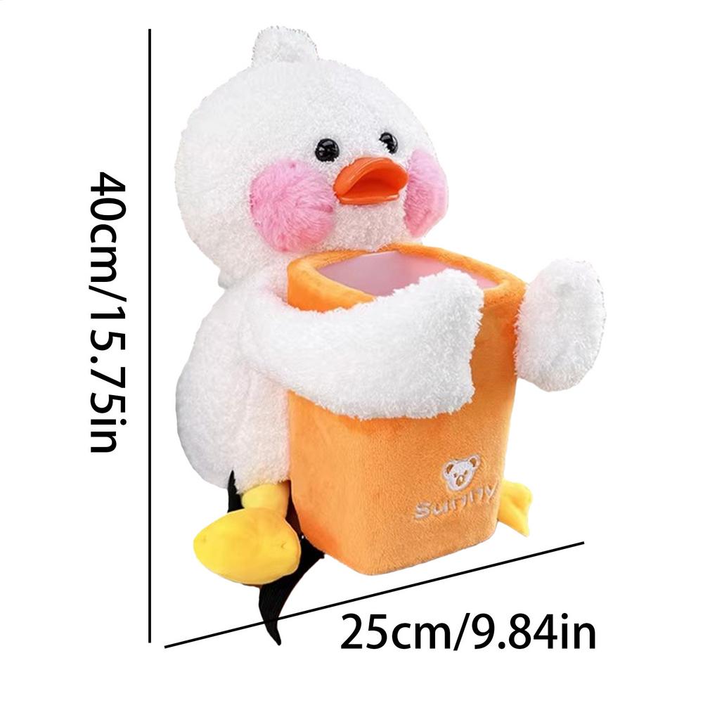 Universal Car Tissue Hanger Cute Duck Creative Tissue Holder Plush Vehicle Tissue Case Paper Box 2-in-1 Storage Car Tissue Box