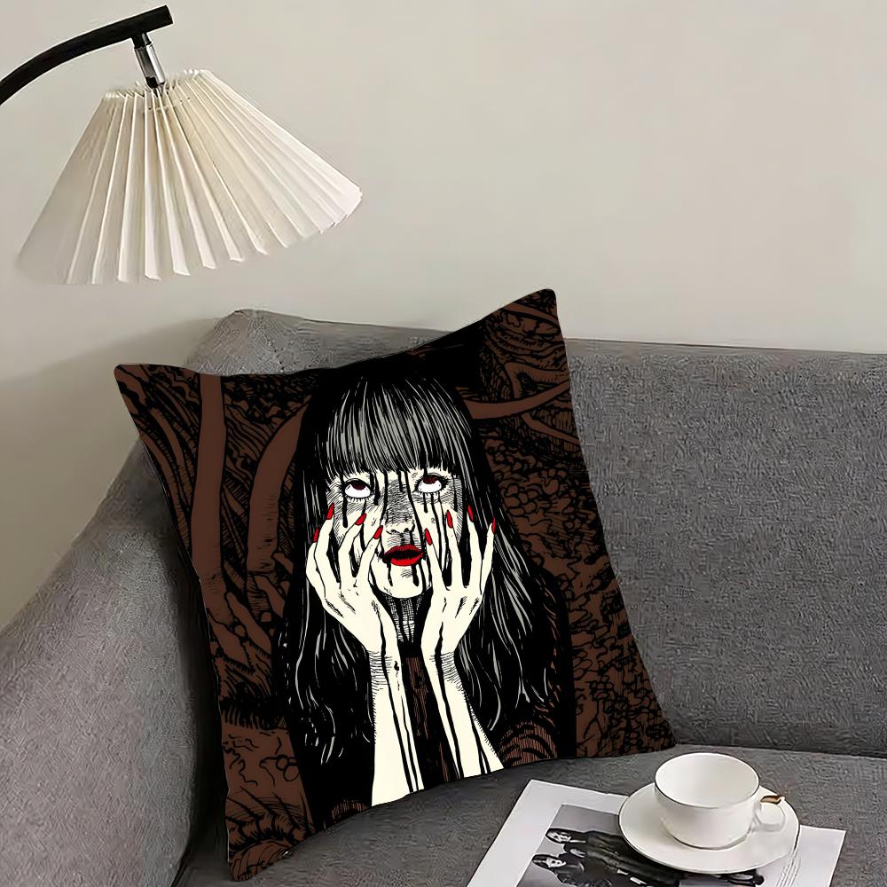 T-Tomie Junjiitoess Comic Cushion Cover Pillowcase Ultra Soft Skin Friendly Fabric Cloud Like Comfort & Concealed Zipper