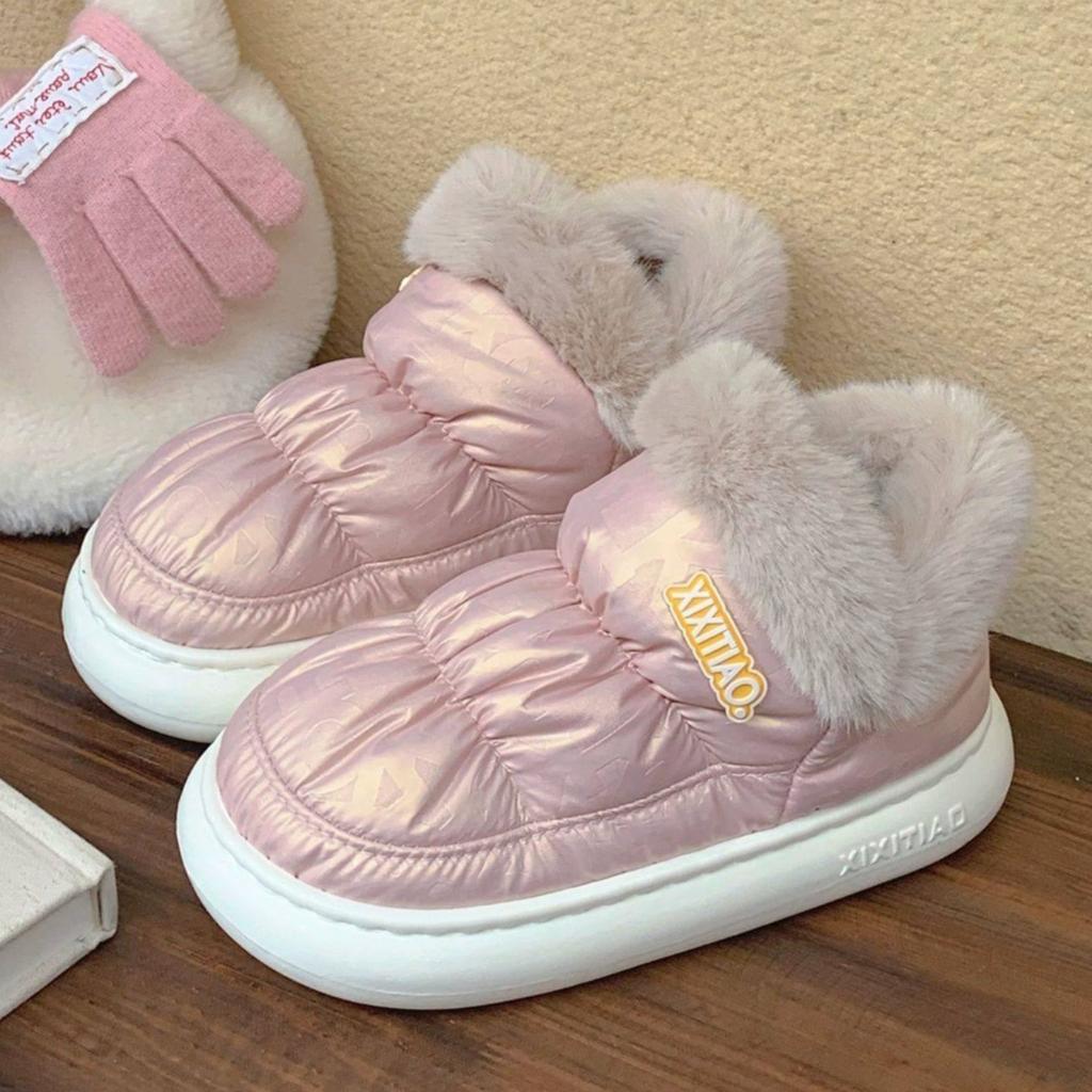 Mode Fell Winter Damen Stiefeletten Wasserdicht Klobige Plateau Sohle Warmes Plüsch Outdoor Kältefest Baumwollschuhe für Dame