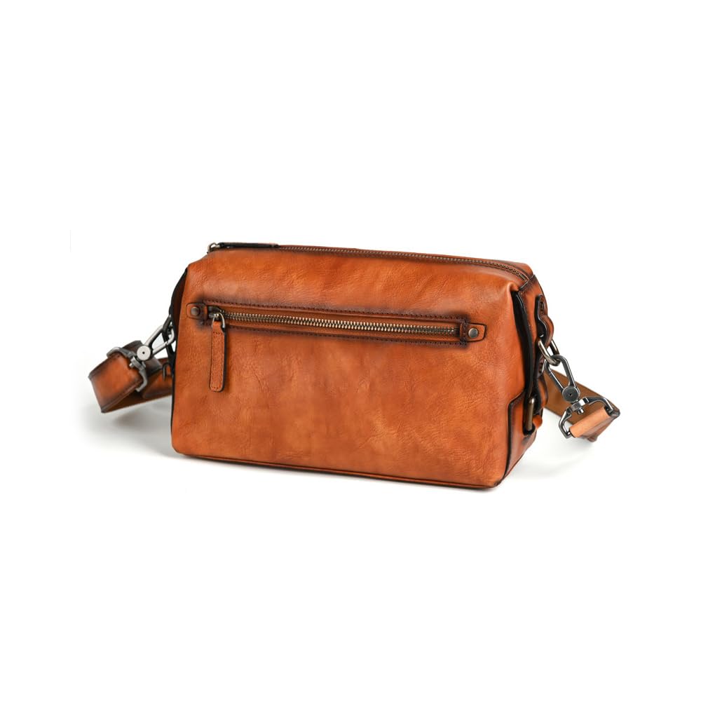 

Whatna Antique-Style Tanned Natural Cowhide Leather Second Bag for Men, 3-Way Clutch, Shoulder Bag, Crossbody Bag, Chest Bag, Small iPad Mini