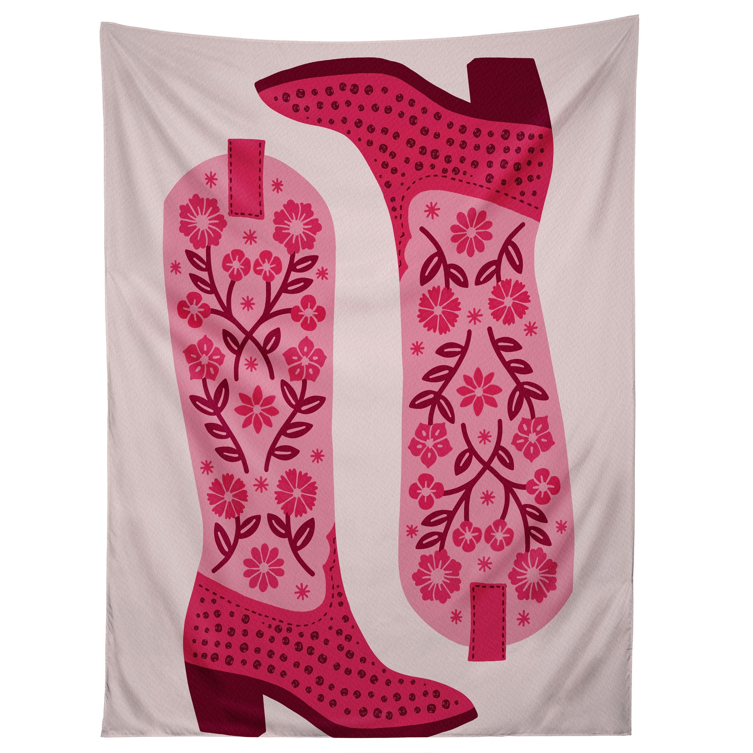 COWGIRL BOOTS HOT PINK tapestry 75x100
