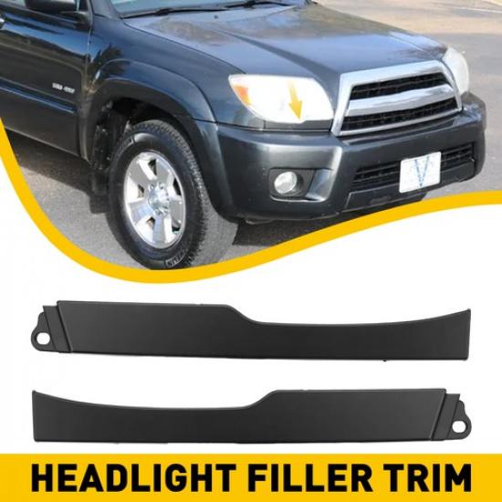 Pair Black Front Bumper Trim Filler Headlight Molding For 2006-09 Toyota 4Runner