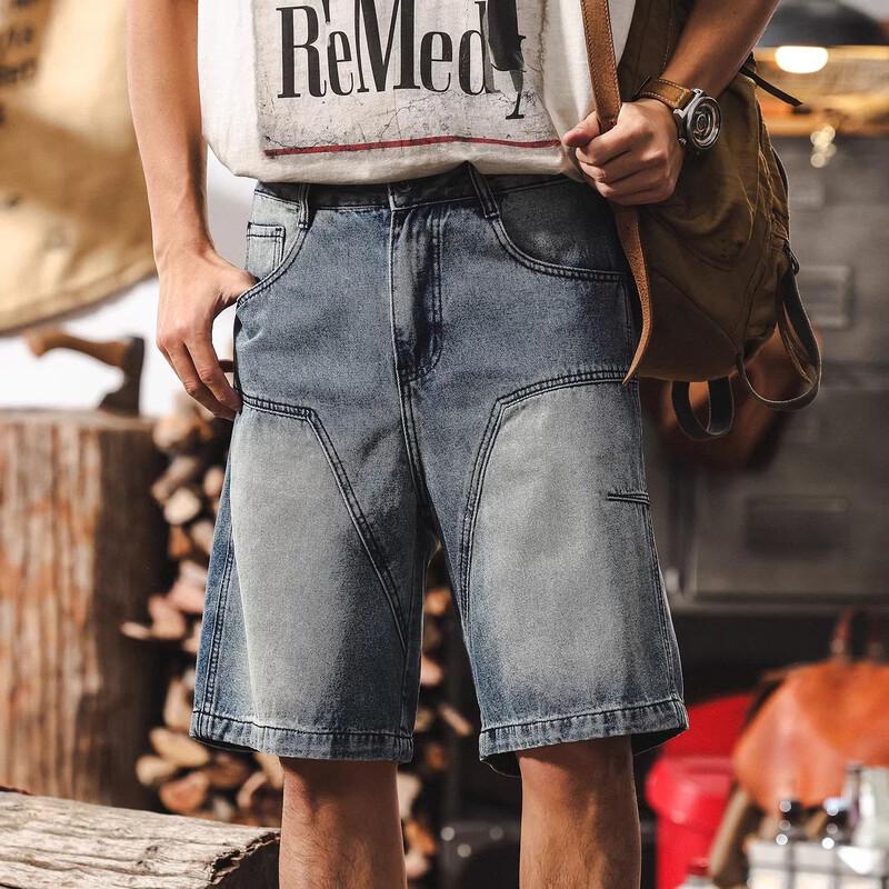 Jie Leinong Men s Retro Denim Shorts 30