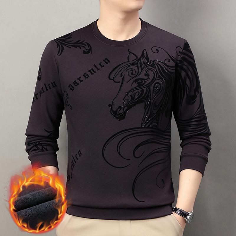 

Men s Fleece-Lined Winter Hoodie: Pure Cotton, Long Sleeve, Round Neck Warm Base Layer. XL фіолетовий