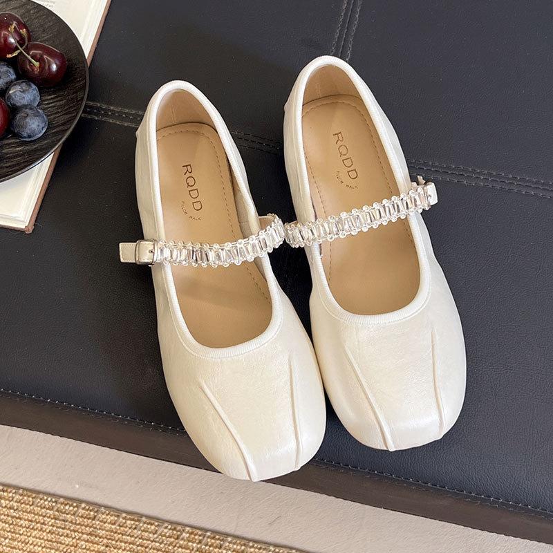 French Great-looking Flat-soled Silver Single Shoes Women's New Summer Skirt Mary Jane Shoes Ballet Evening Shoes