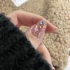 Brightening And Detachable Artificial Nail Stickers For Students Short Medium Long With Rhinestones