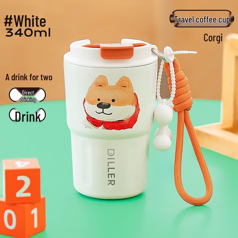 Diller 340ml Stainless Steel Insulated Coffee Mug - Corgi