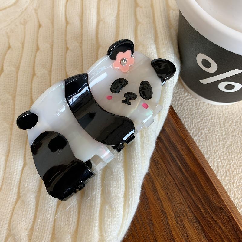 Cute Panda Animal Hair Claw, Panda Flower Flower Cute and Fun Hair Claw for the Back of the Head, Versatile School Hair Accessory