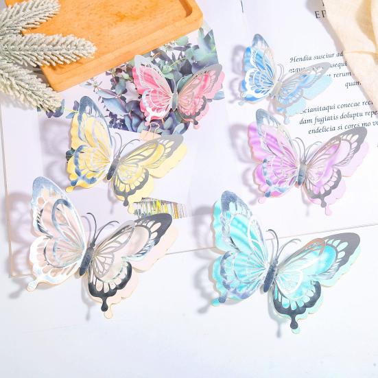 12Pcs 3D Butterfly Wall Sticker Waterproof Scratch-Resistant Wall Decals Self-Adhesive DIY Wall Decors for Living Room Bedroom Bathroom Kitchen