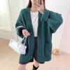 Korean version v-neck lazy wind knitted cardigan women's autumn and winter new high-end thickened solid color loose sweater jacket