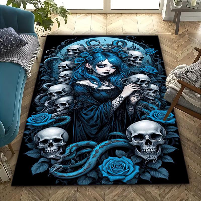 

1PC Skull Dark Gothic Pattern printed Carpet Rug for Living Room Bedroom Home Sofa Decoration,Non-slip Floor Mat Floor mat 40x60cm( 15x23in )