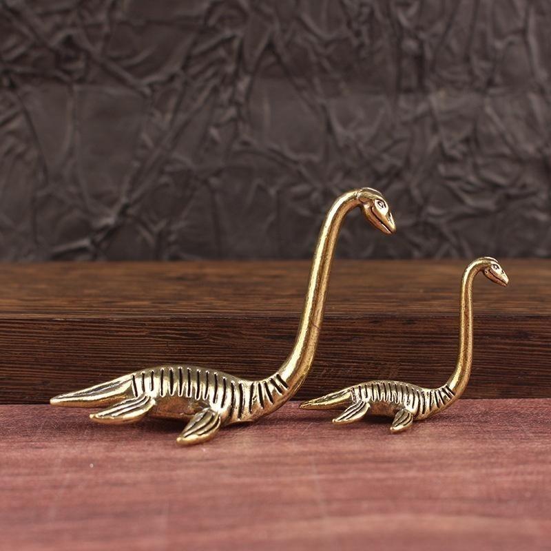 Loch Ness Monster Handmade Figurine 1Pcs Vintage Antique Brass Collectible Ornament for Living Room Desktop Home Decor Gift